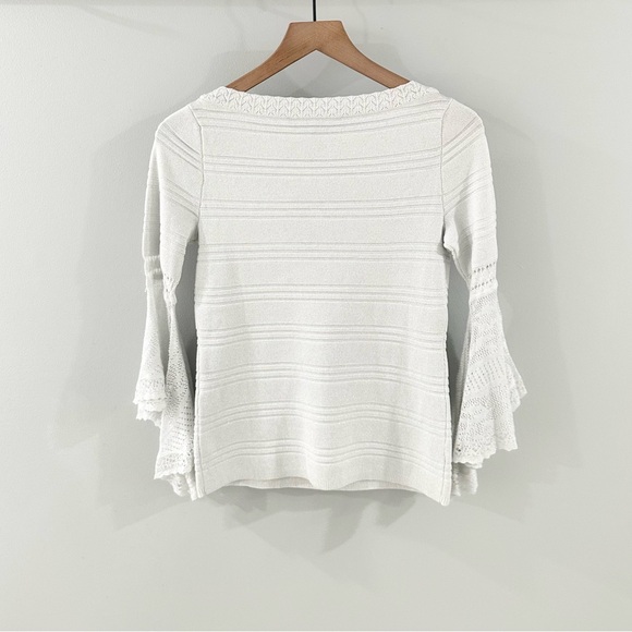 NWT WHBM Lace Bell Sleeve Knit Sweater Gray Size XS - Picture 5 of 5
